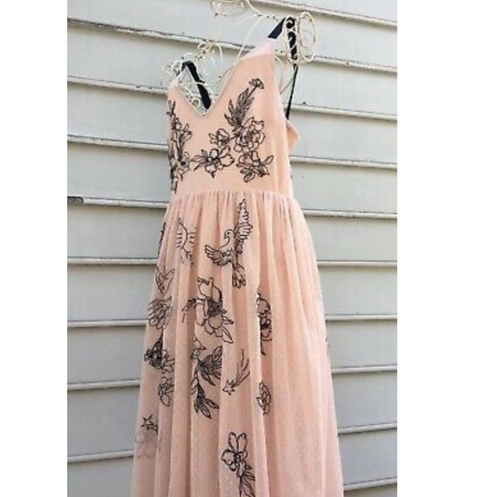 Embroidered mesh dress